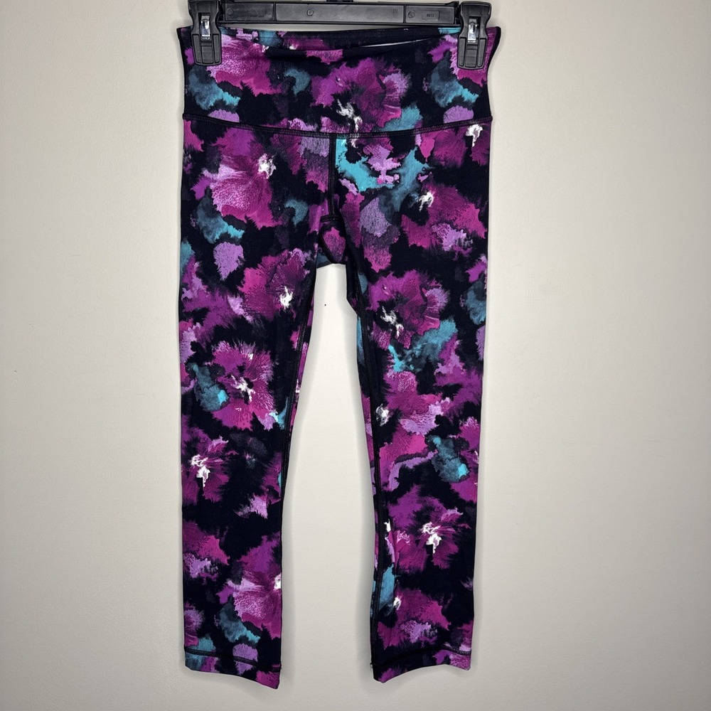 Lululemon Wunder Under Crops Midnight Bloom Leggings Size 4 #60‎
